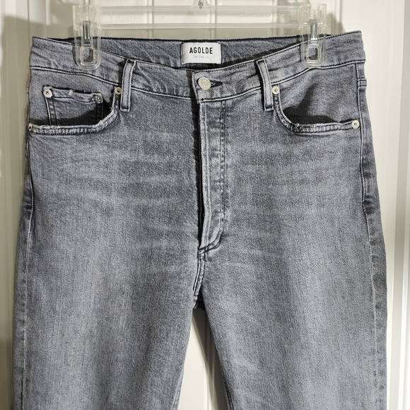 Agolde Nico High Rise Button Fly Ankle Fray Like New Size 31 Has stretch - Picture 6 of 16